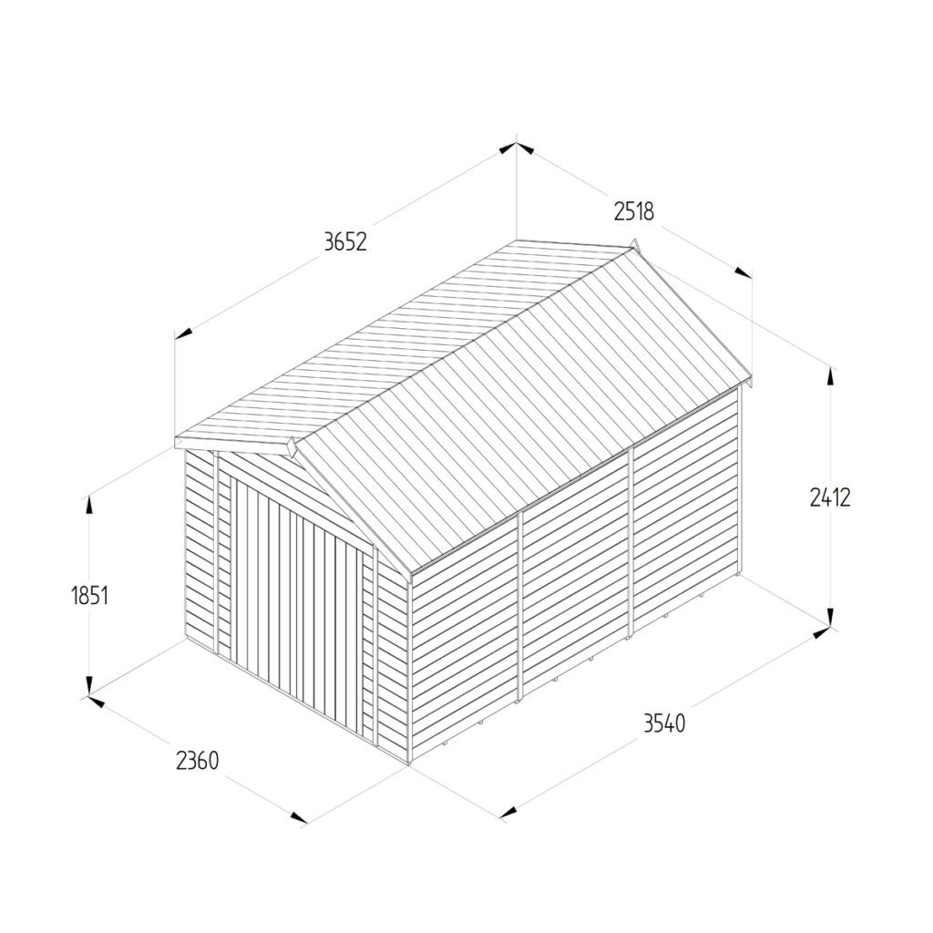 Timberdale 12×8  Apex Shed No Window – Double Door with Installation 5013053196120 2